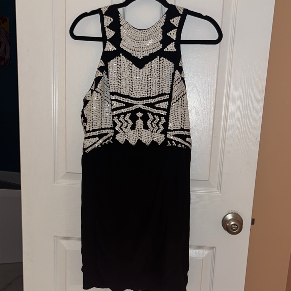 Black and White Sequin Patterned Dress